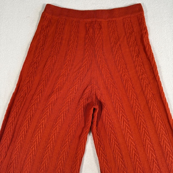 Anthropologie Pants Womens Medium Rust Orange Sweater Cable Knit Wide Leg - Picture 5 of 12